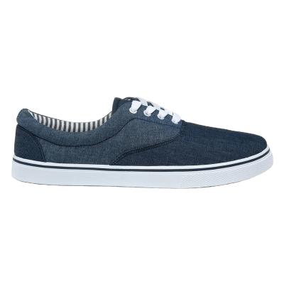 China Navy Lightweight Jeans Shoes Breathable Strip Style With PVC Outsole Mens Walking Canvas Shoes for sale