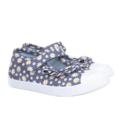 China Waterproof Sunflower Printing Blue Canvas Shoes For Girls School Casual Canvas Shoes Children Sneakers Kids Walking Shoes for sale