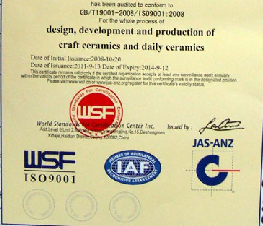 ISO9001 - Fujian Dehua Best Ceramic Co., Ltd.