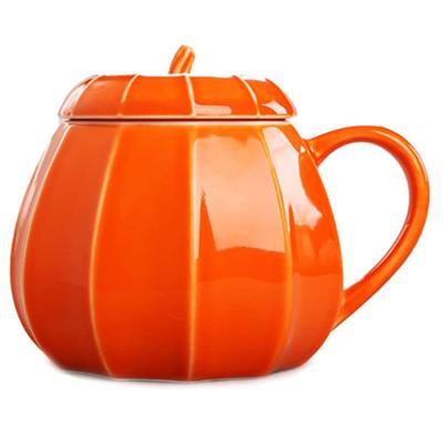 China Viable Orange Custom Halloween Pumpkin Mug Milk Coffee Tea Coffee Ceramic Color Mug for sale