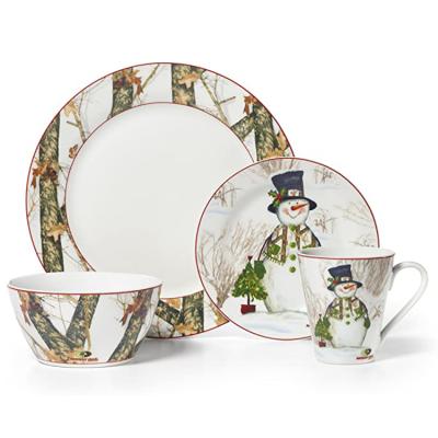 China Christmas Viable White Cheap Custom Porcelain Cute Snowman Ceramic Kitchenware Set for sale