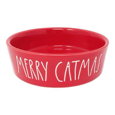 China Auto Red Glazed Silk Screen Custom Big Dog Cat Driver Pet Ceramic Logo Bowl for sale