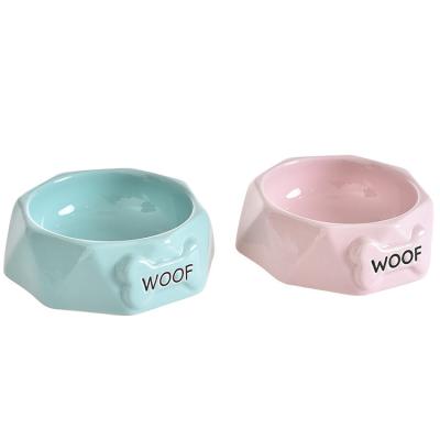 China Auto Color Glazed Embossed Printing Custom Ceramic Logo Cat Dog Pet Driver Bowl for sale