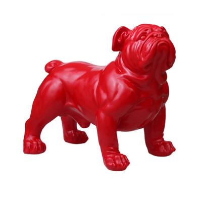 China Europe Black Red Bulldog Statue Resin Craft for sale