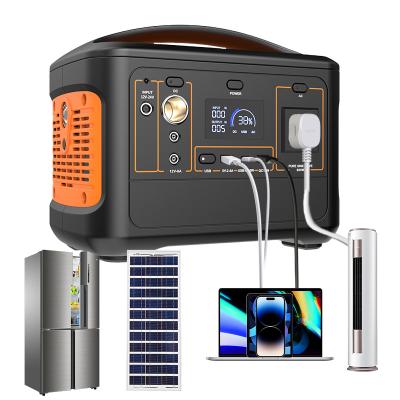 China OEM 153600mAh 600W Solar Portable AC Power Plant Type C 110V/220V With USB Lithium Battery Solar Generator for sale