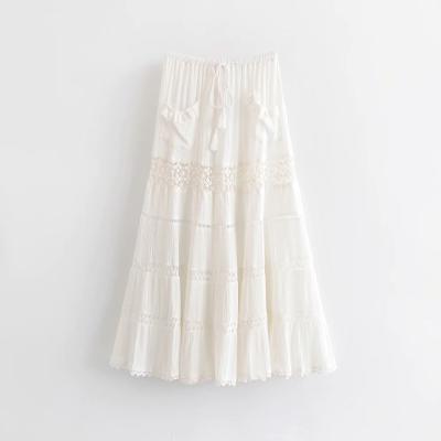 China Latest Summer Breathable Rayon White Spring Lace Womens Long Trim With Tassel for sale