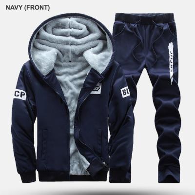 China Waterproof Fleece Jacket Men Winter With Track Pants 2 Pcs Set for sale