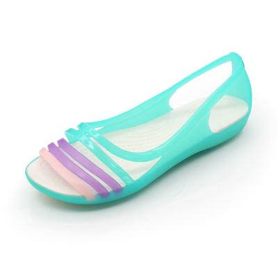 China Lightweight Women Jelly Sandals 2021 Summer Rainbow Comfortable Soft Beach Shoes Female Flat Rubber Casual Size 36-41 Candy Color Jelly Shoes for sale