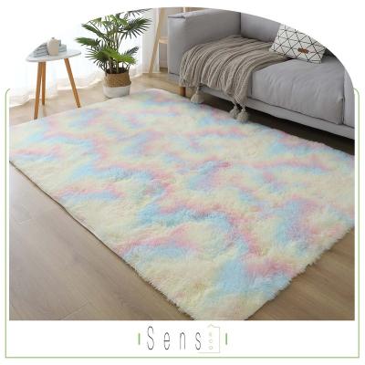 China Washable Custom Multi Color Shag Dye Bond Microfiber Polyester Plush Polyester Plush Blanket Soft Rugs For Living Room for sale