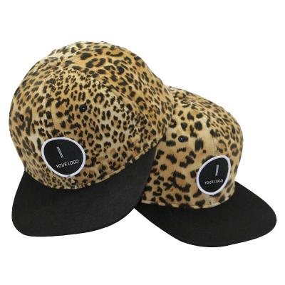 China Character leopard style toddler snapback hat/kids snap back hats with front woven patch for sale