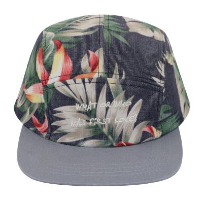 China 2021 New Style 5 Panel Camp Floral Brim Hat Gray Brim Camper Hat JOINT Hat for sale