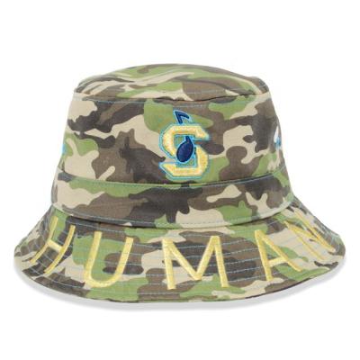 China Character Camouflage Bucket Hats With Metallic Embroidery Logo , OEM Service Bucket Hat for sale