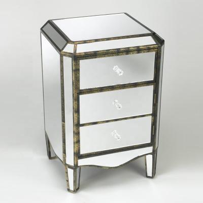 China Convertible Drawer Chest Mirrored Cabinet Modern Bedside Table Bedroom Mirror Nightstand Bedside Table for sale