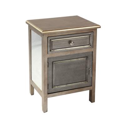 China European Italian French Bedroom Furniture Living Room Cabinet Antique Mirrored Modern Wood Night Stand Bedside Table Cabinet With Drawer for sale