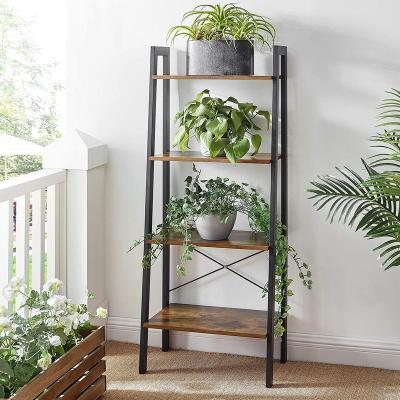 China Metal Ladder Shelf 4-Tier Shelf Storage Rack Buries Bathroom Living Room Accent Furniture Industrial Steel Frame for sale