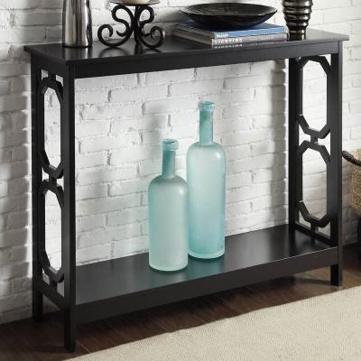 China Mid Century Manufacturer OEM ODM Open Storage Modern Wooden Black White Black White Console Table for sale