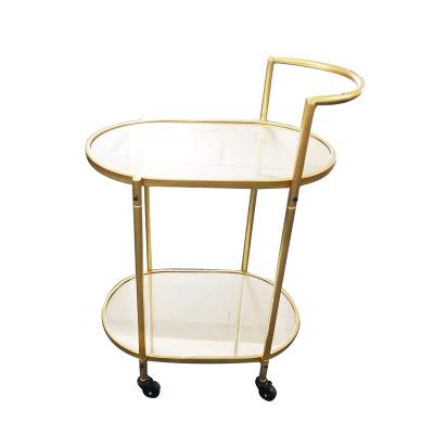 China Eco-friendly/KD/enjoyable/luxury top and luxurious elegant gold mirrored metal bar cart/tea cart serving cart with lockable casters for sale