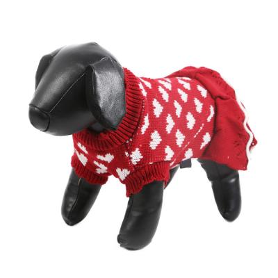 China Customized Viable Thick Sweater Cat Sweater Red Heart Pattern Dog Sweater Winter Pet Sweater Knitted for sale