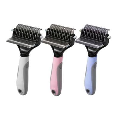 China Small Animals Stainless Steel Dog Horse Hair Fur Remover Trimmer Combs Tools Grooming Professional Pet Deshedding Brush for sale