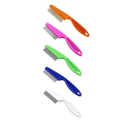 China Stocked Stainless Steel PP Pet Flea Needle Comb Dog Flea Treatment Cat Tickle Remover Brush for sale