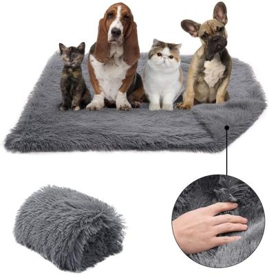 China Breathable Long Plush Dog Cover Double Thickness Portable Square Pet Bed for sale