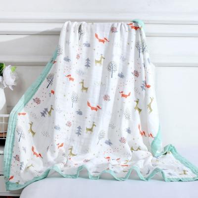 China i@home portable natural bamboo cotton muslin wholesale 4 layer baby comforter wrap blanket for sale