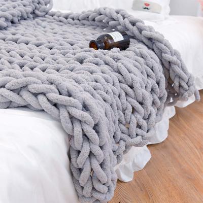 China Plain i@home Super Chunky Plush Throw Knitting Bed Blanket for sale