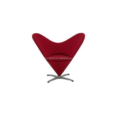 China Backrest Art Furniture Decoration Design Special Rotatable Red Fabric Curved Heart Shaped Chair Assembled Modern Fabric Leisure Chair for sale