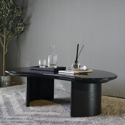 China Marble Top Modern Marble Top Irregular Black Coffee Table For Living Room for sale