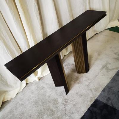 China Modern black and black new design gold paint and console gold wood table for sale