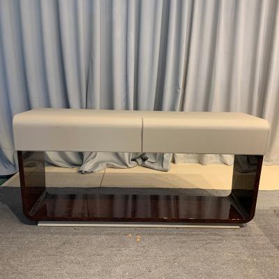 China Italy Design Italian Brand Leather Veneer Cover Entryway Finish Modern Luxury Console Table for sale