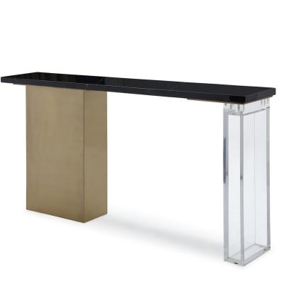 China Modern Design Living Room Hallway Corner Steel Base Custom Clear Acrylic Console Table for sale