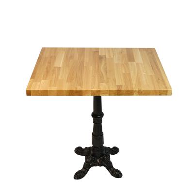 China 24x30inch Customizable Solid Oak Wood Butcher Stall Cafe Tea Table With Roman Style Table Base for sale