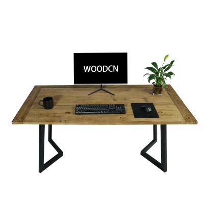 China Traditional Solid Old Elm Rustic Style Desk 24x42inch With V Style Table Legs for sale