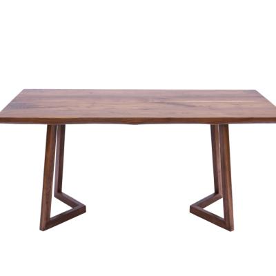 China Traditional Solid Black Walnut Edge Living Dining Table 30x60x1.75inch With V Style Legs for sale