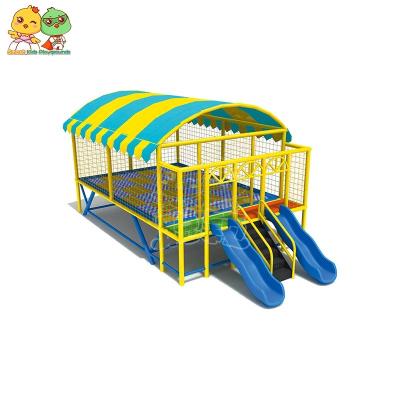 China With Roof Trampoline Small Outdoor Protective Net With Slide Trampoline for sale