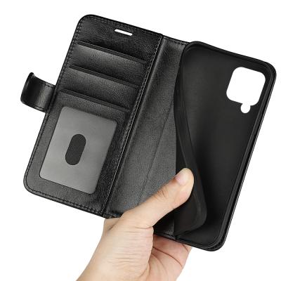 China Interior PU Leather Card Slot Kickstand PU Leather+TPU Flip Magnetic Protect Folio Phone Cover Case Compatible Galaxy A12 6.5 inch for sale