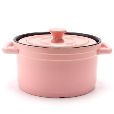 China Large Capacity Stored Chinese Pink Ceramic Cooking Pots For Universal Kitchen Use for sale