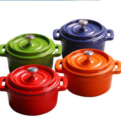 China Viable Promotional Mini Kitchen Pots Cast Iron Metal Milk Pot Enamel Cast Iron Cookware Sets for sale