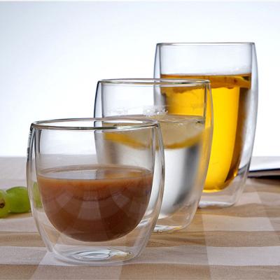 China 2022 250ml/350ml/550ml Juice Cup Borosilicate Glass Coffee Mug Double Wall Cup Stocked Glass Beer Glass for sale