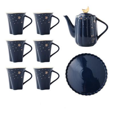 China 2022 New Style Sustainable Luxurious Tea Cup Saucer Set Ceramic Teapot Set Tea Cups Wholesale for sale