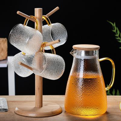 China Kitchen Glass Teapot Stocked Drinking Pitcher With Stainless Steel Lid Lemon Fruit Water Pot Jug Cups Sets for sale