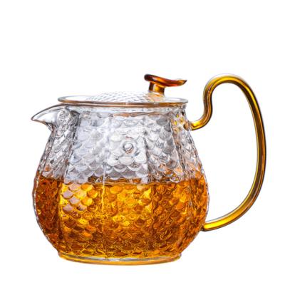 China High Sustainable Elegant Design Borosilicate Glass Heat Resistant Teapot Set With Cups for sale