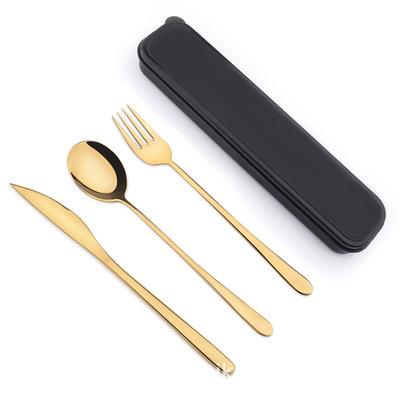 China Portable Reusable Metal Utensil Reusable Stainless Steel Cutlery Flatware Travel Flatware Travel Cutlery Gift Set for sale