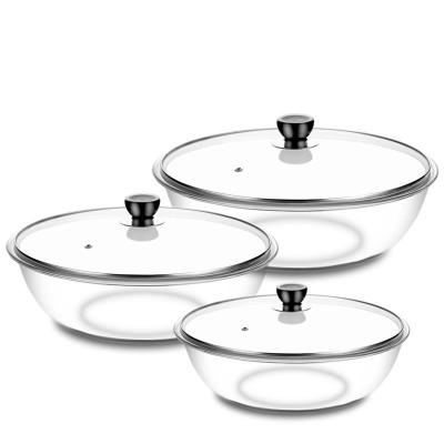 China Viable Glass Soup Jar Microwavable Tempered Glass Soup Mixing Bowl Set With Covers for sale