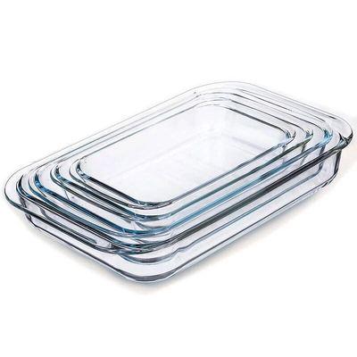 China 4-Pieces Stocked Set Kitchen Borosilicate Glass Oval Baking Tempered Tray Ware Pan Bakeware Nonstick for sale