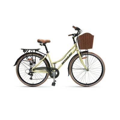 China Classic Retro Popular Alloy Steel Material Student City Bicycle With Unisex Basket for sale