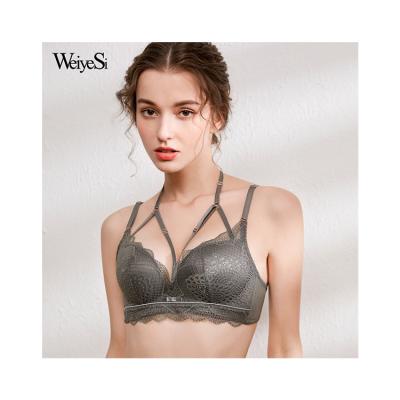 China Wire Free Cup Comfortable Even With Thin Waistband Adjust-Straps Women Lace Up Bra Sets Sexy Seamless Underwear Bralette Lingerie Padded Bra And Female Brief Sets for sale