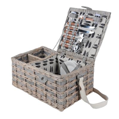 China Wholesale Customized Stocked Limited Time Promotion Rectangle Picnic Basket Rattan Wicker Wicker With Liner for sale