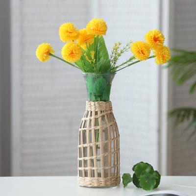 China Minimalist customization small glass and crystal glass table wicker vase for flower for sale